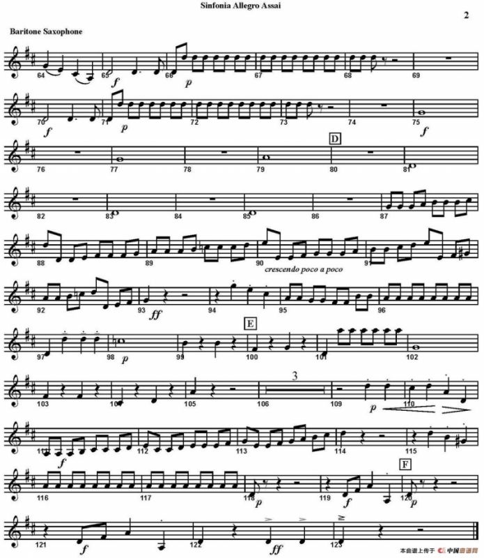 SINFONIA First Movement：Allegro Assai（四重奏·上低音萨克斯分谱）