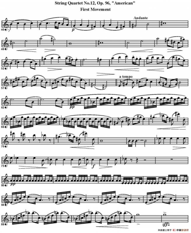 String Quartet No.12，Op.96（四重奏·中音萨克斯分谱）