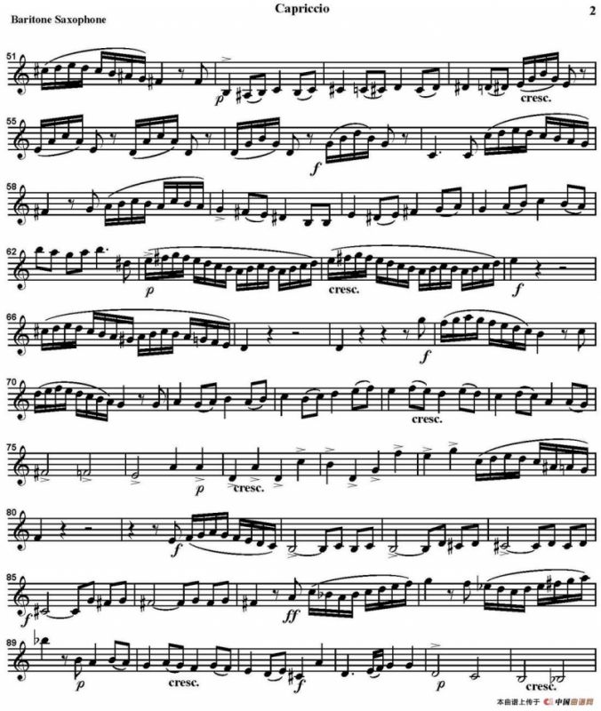 CAPRICCIO（四重奏·上低音萨克斯分谱）