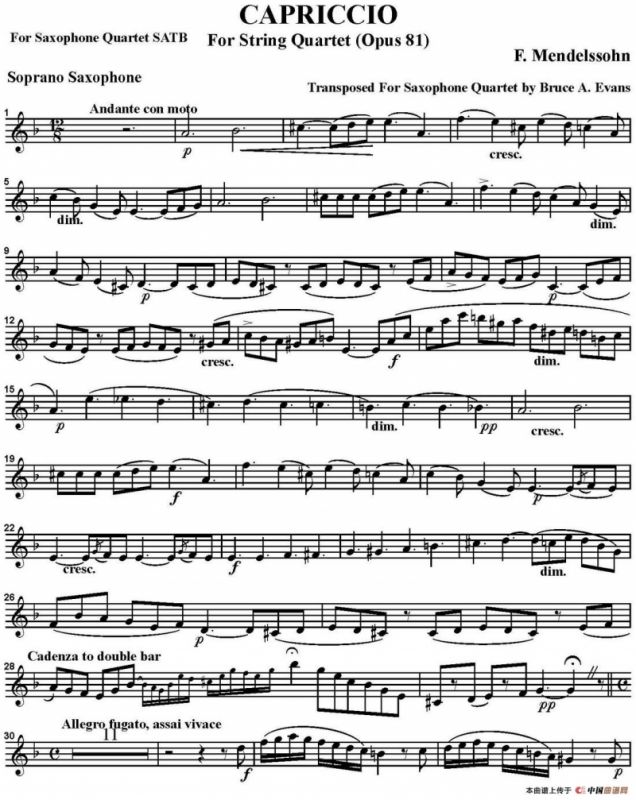 CAPRICCIO（四重奏·高音萨克斯分谱）