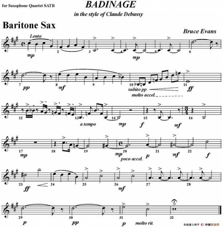 BADINAGE（四重奏·上低音萨克斯分谱）