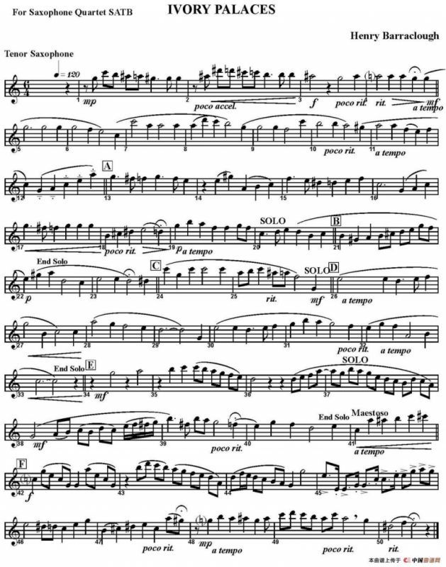 IVORY PALACES（四重奏·次中音萨克斯分谱）