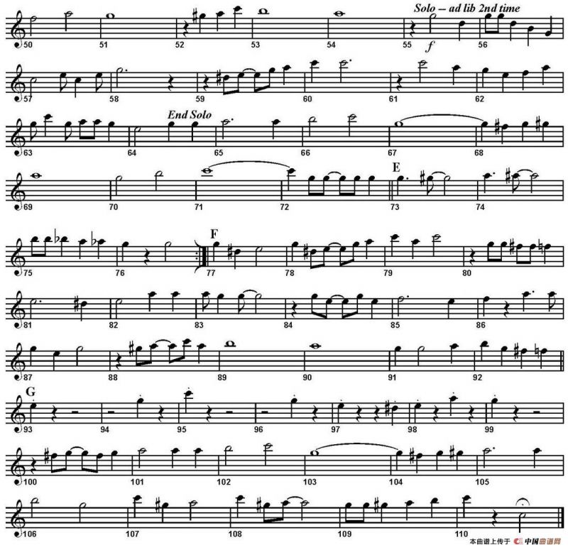 High Society（四重奏·中音萨克斯分谱）