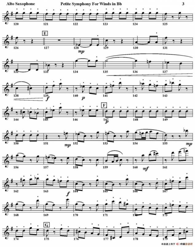 Petite Symphony For Winds in Bb（四重奏·中音萨克斯分谱）