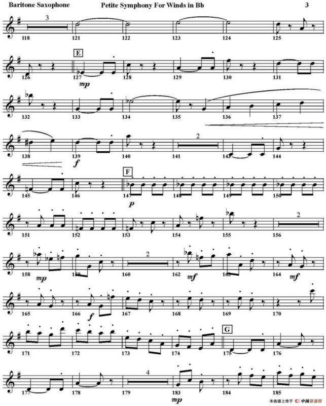 Petite Symphony For Winds in Bb（四重奏·上低音萨克斯分谱）