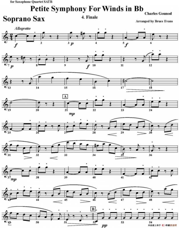 Petite Symphony For Winds in Bb（四重奏·高音萨克斯分谱）