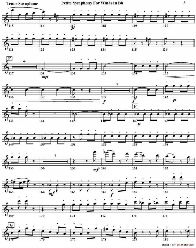 Petite Symphony For Winds in Bb（四重奏·次中音萨克斯分谱）