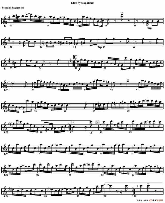 ELITE SYNCOPATIONS（四重奏·高音萨克斯分谱）