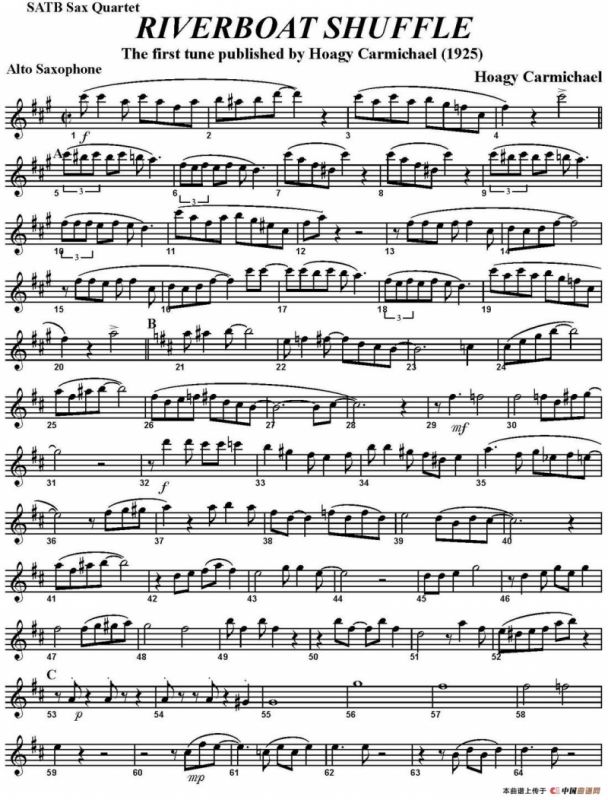 RIVERBOAT SHUFFLE（四重奏·中音萨克斯分谱）