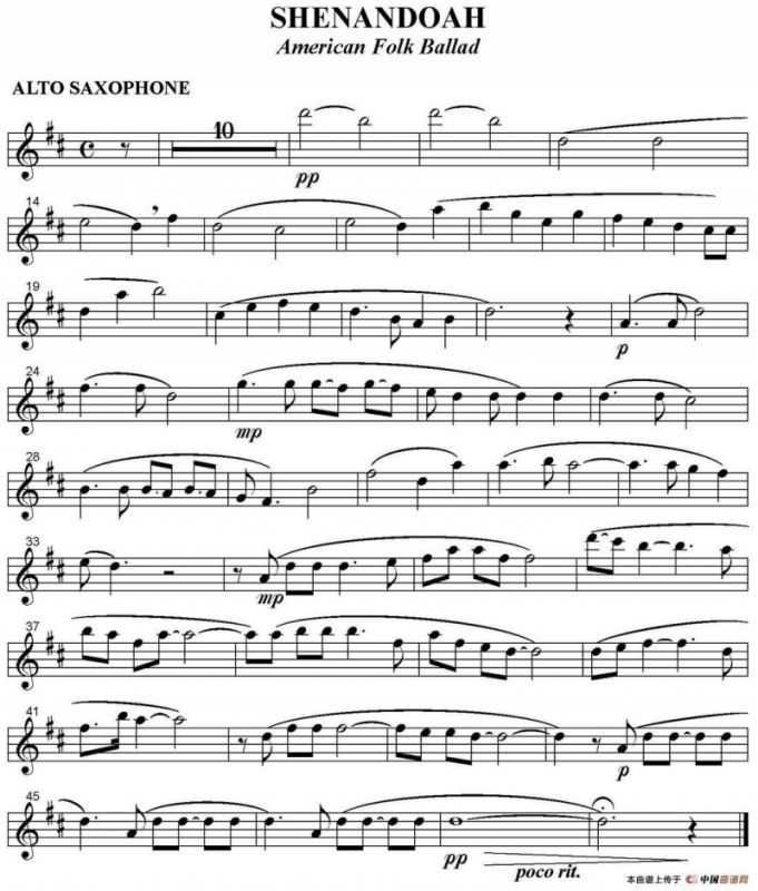 SHENANDOAH（四重奏·中音萨克斯分谱）