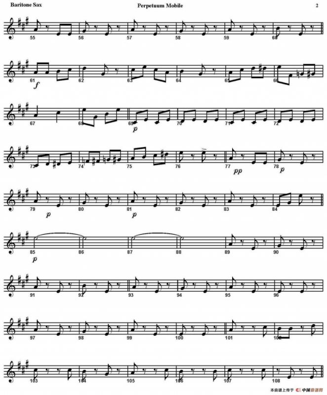PERPETUUM MOBILE（四重奏·上低音萨克斯分谱）