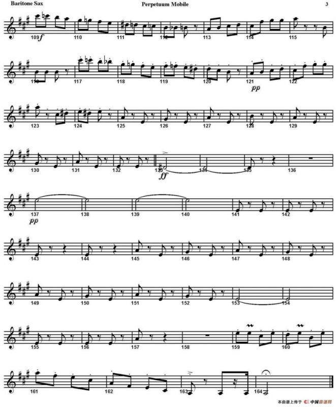 PERPETUUM MOBILE（四重奏·上低音萨克斯分谱）