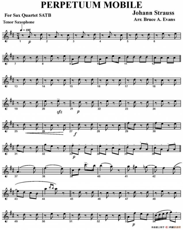 PERPETUUM MOBILE（四重奏·次中音萨克斯分谱）