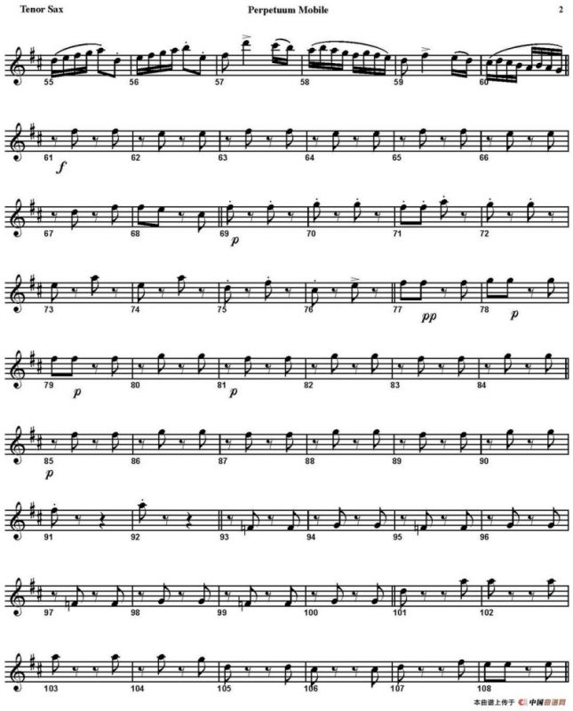 PERPETUUM MOBILE（四重奏·次中音萨克斯分谱）