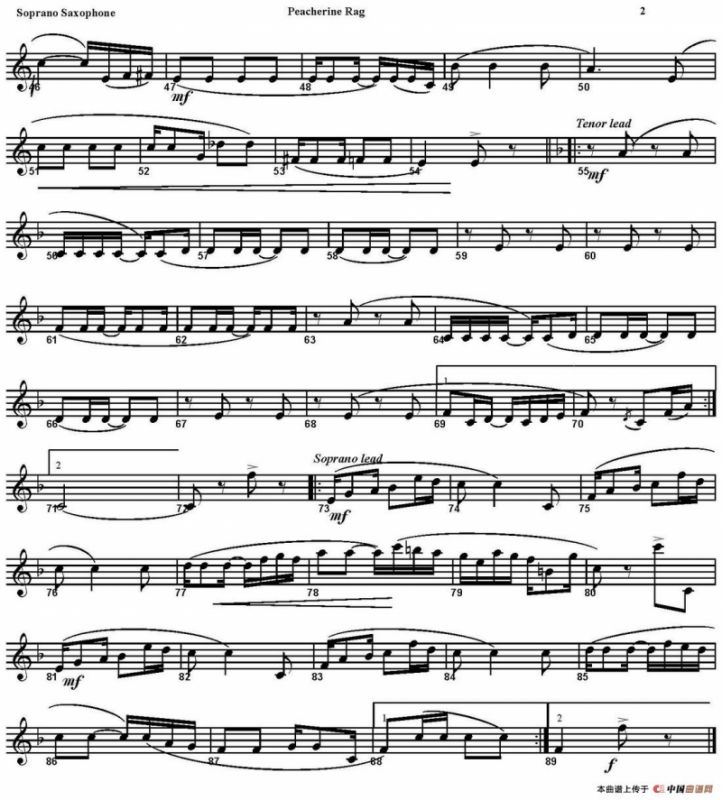 PEACHERINE RAG（四重奏·高音萨克斯分谱）