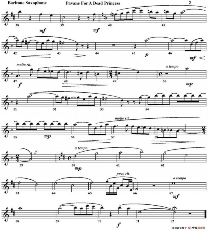 PAVANE FOR A DEAD PRINCESS（四重奏·上低音萨克斯分谱）