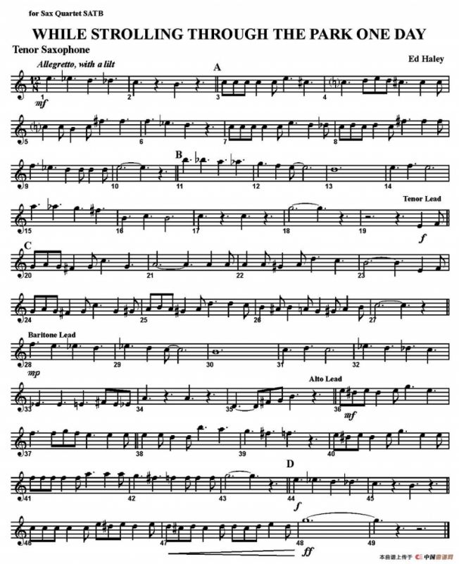 WHILE STROLLING THROUGH THE PARK ONE DAY（四重奏）