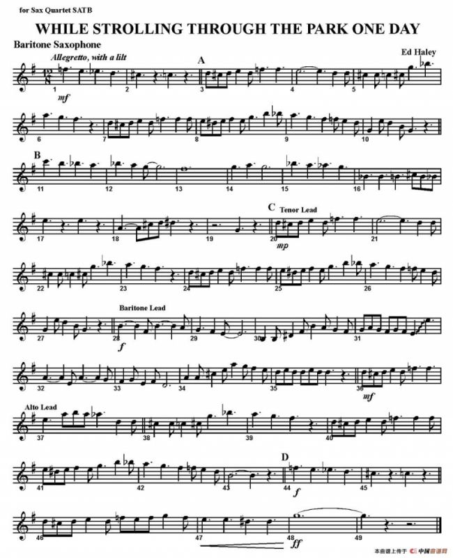 WHILE STROLLING THROUGH THE PARK ONE DAY（四重奏）