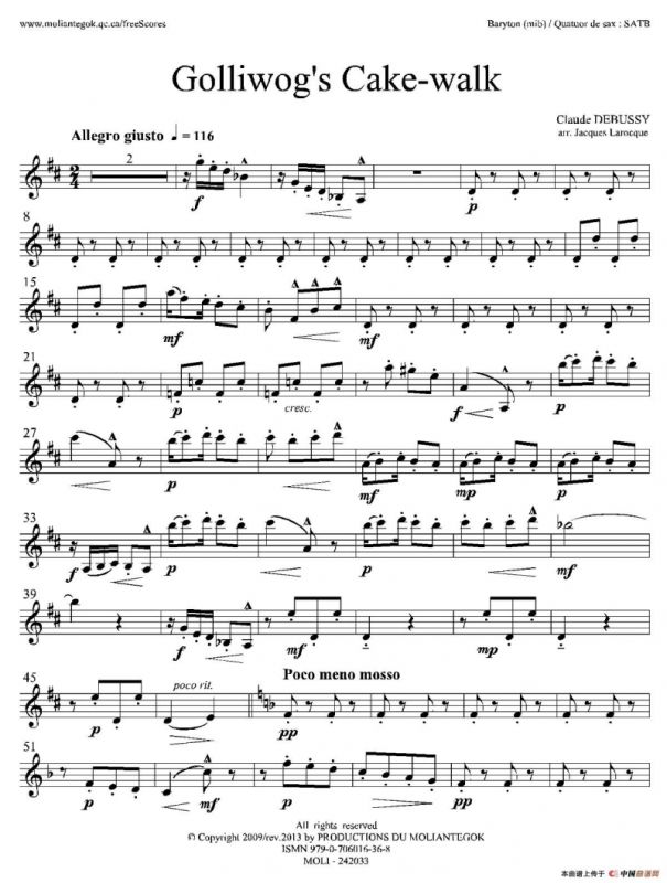 木偶步态舞（四重奏上低音萨克斯分谱）