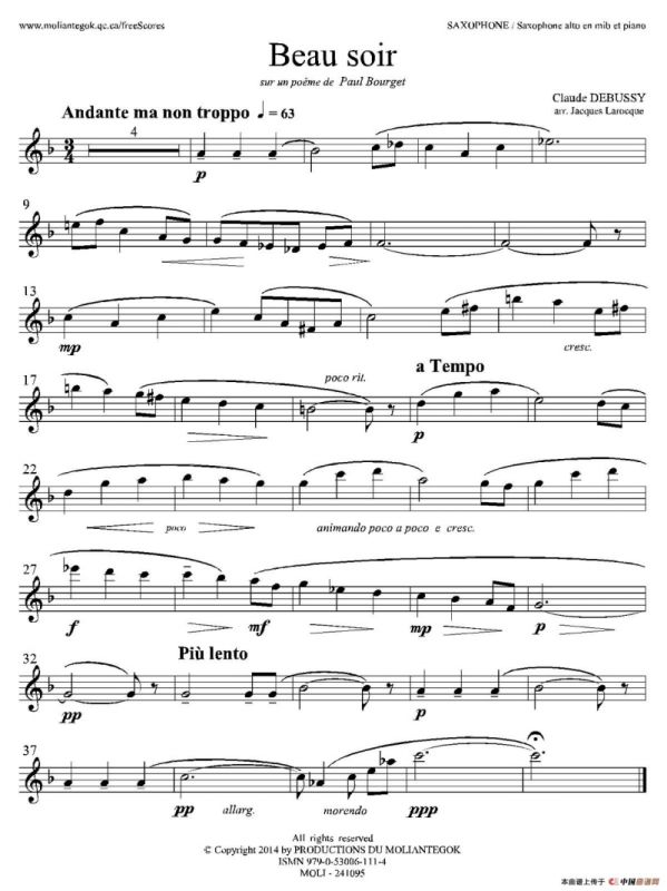 美丽的黄昏（1=降A中音萨克斯）