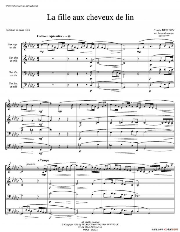 亚麻色头发的少女（四重奏总谱）