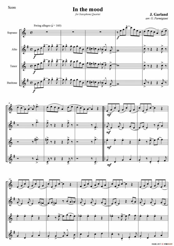In The Mood（情绪）（四重奏总谱）