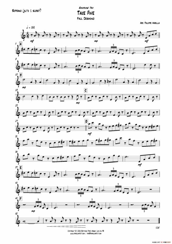 Take Five（无伴奏爵士五重奏分谱）