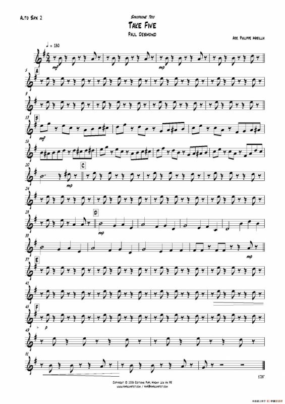 Take Five（无伴奏爵士五重奏分谱）