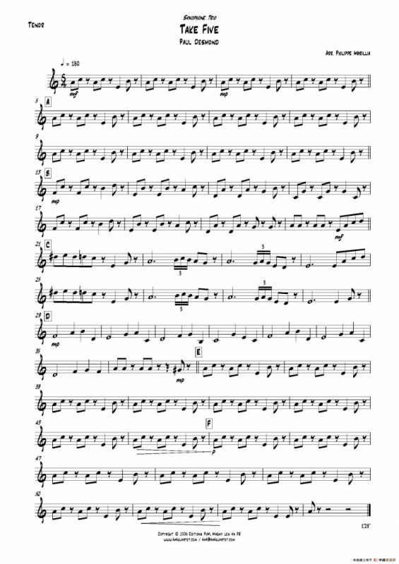 Take Five（无伴奏爵士五重奏分谱）