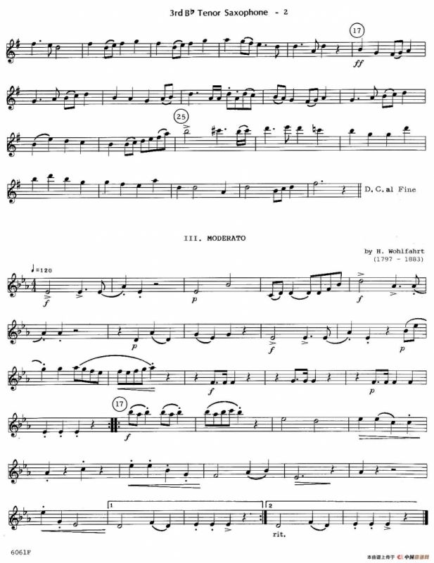 six for three（次中音三重奏第三萨克斯分谱）