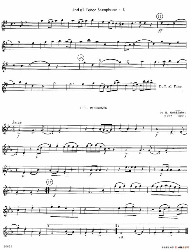 six for three（次中音三重奏第二萨克斯分谱）