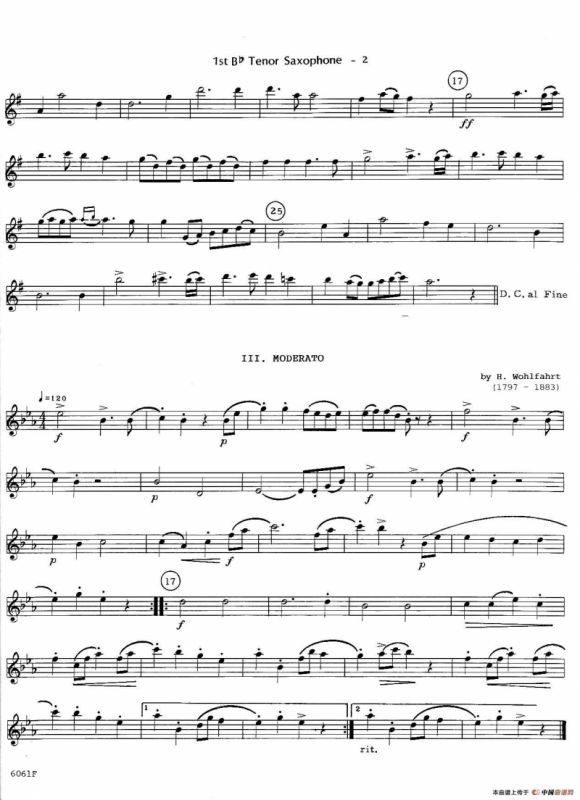 six for three（次中音三重奏第一萨克斯分谱）