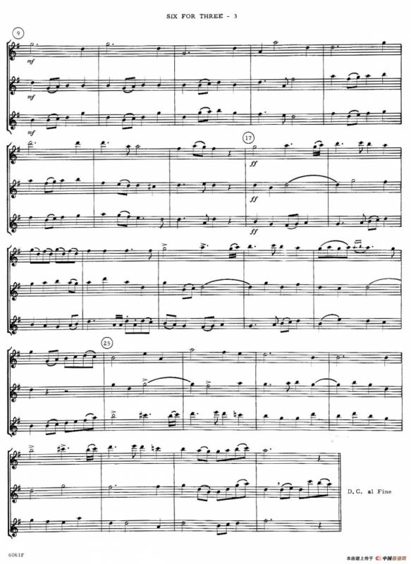 six for three（次中音三重奏总谱）