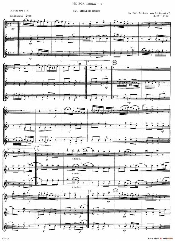 six for three（次中音三重奏总谱）