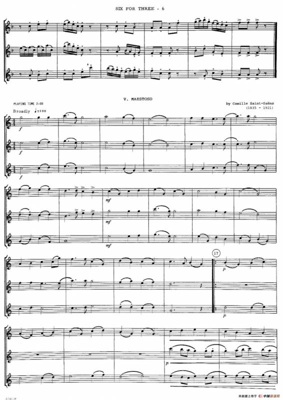 six for three（次中音三重奏总谱）
