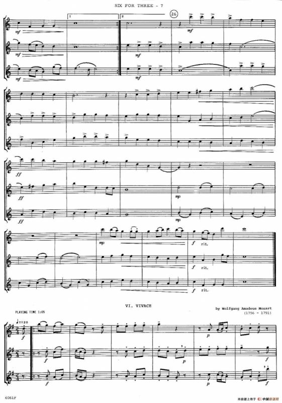 six for three（次中音三重奏总谱）