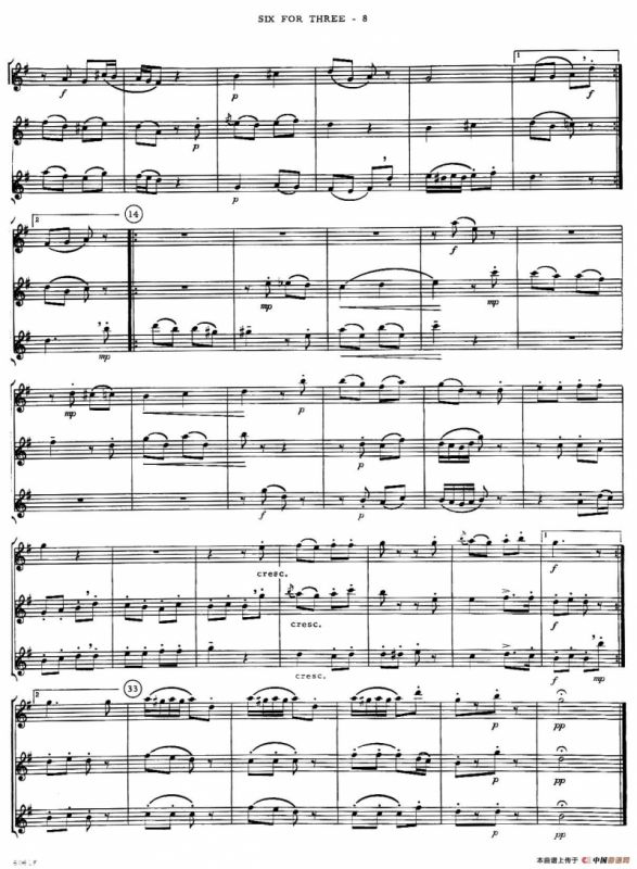 six for three（次中音三重奏总谱）