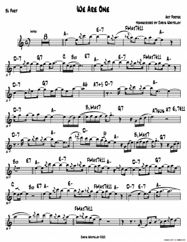 We Are One（次中音萨克斯）