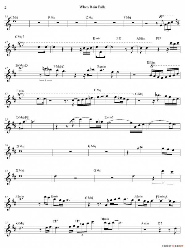 When Rain Falls（中音萨克斯）
