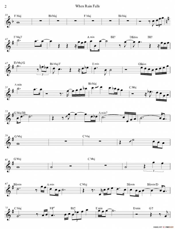 When Rain Falls（次中音萨克斯）