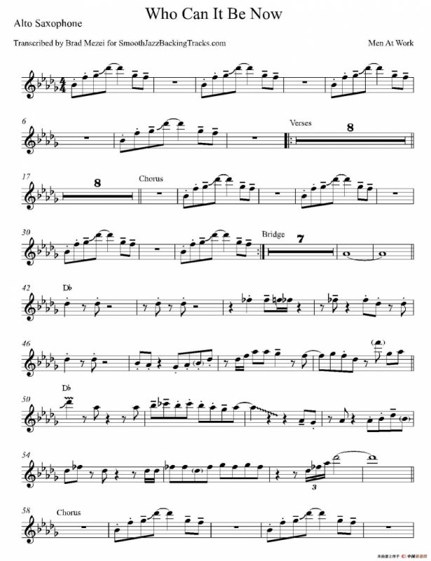 Who CanIt Be Now（中音萨克斯）