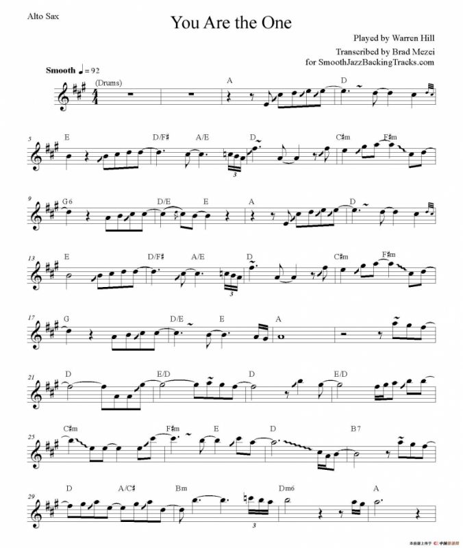You Are The One（中音萨克斯谱）