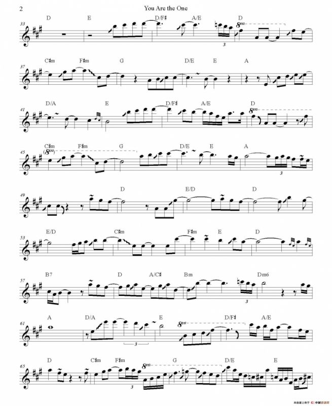 You Are The One（中音萨克斯谱）
