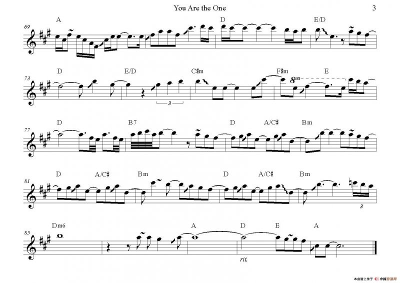 You Are The One（中音萨克斯谱）