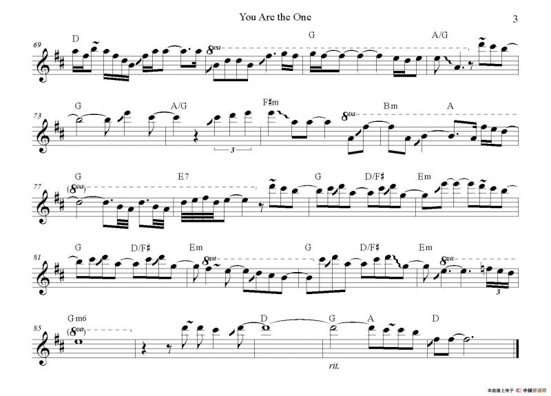 You Are The One（次中音/高音萨克斯谱）