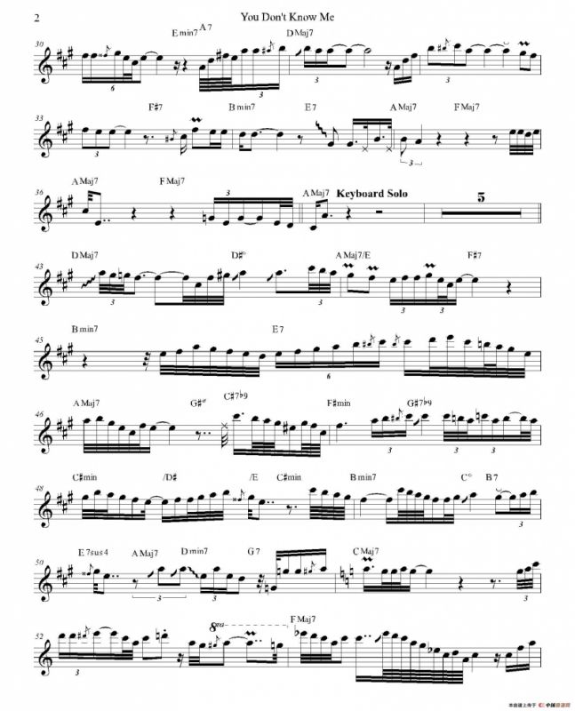 You Dont Know Me（中音萨克斯谱）