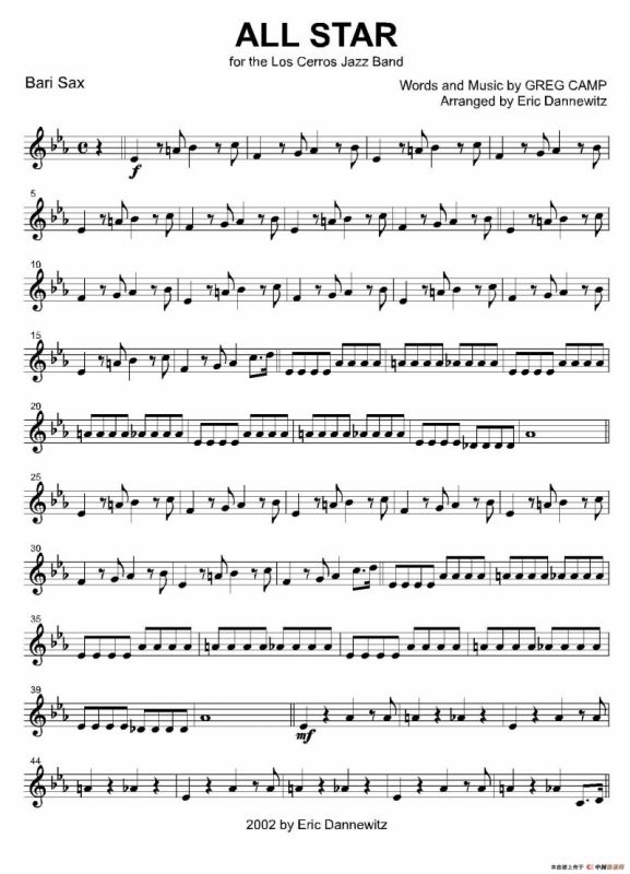 ALL STAR（上低音萨克斯分谱）
