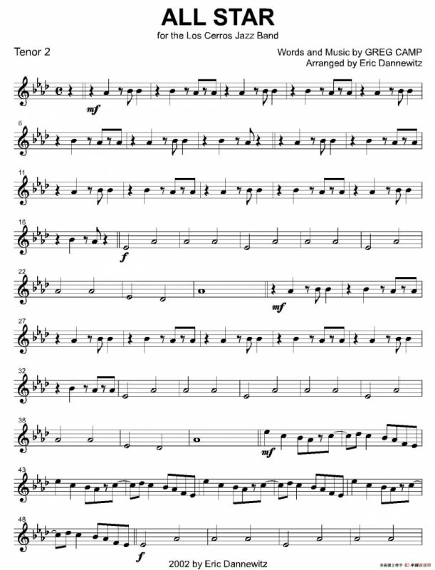 ALL STAR（2支次中音萨克斯分谱）