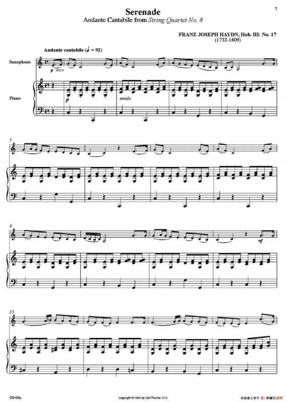 Serenade（萨克斯+钢琴伴奏）