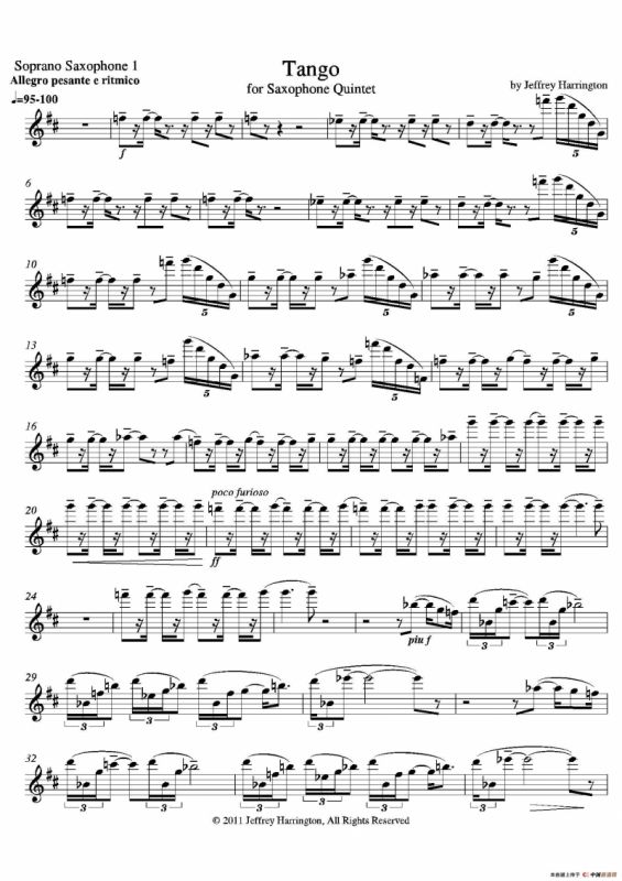 Tango（四重奏高音萨克斯分谱）